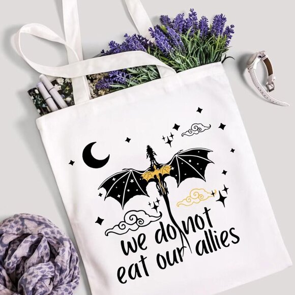 Cotton Tote Bag Reusable Shopping Bag Bookish Shoulder Bag Versatile - Picture 5 of 6